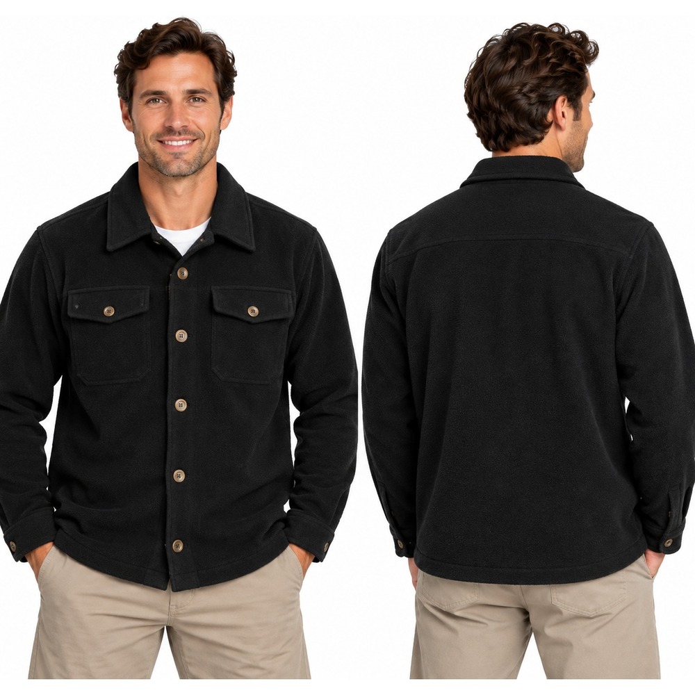 Millennium Collection Jacket Men's Large Black Fleece Lined Button Front Coat
